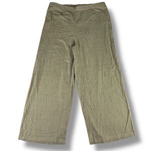 Ritu Kumar Green Linen High Rise Ankle Pants Sz XL Boho Hippie Lightweight